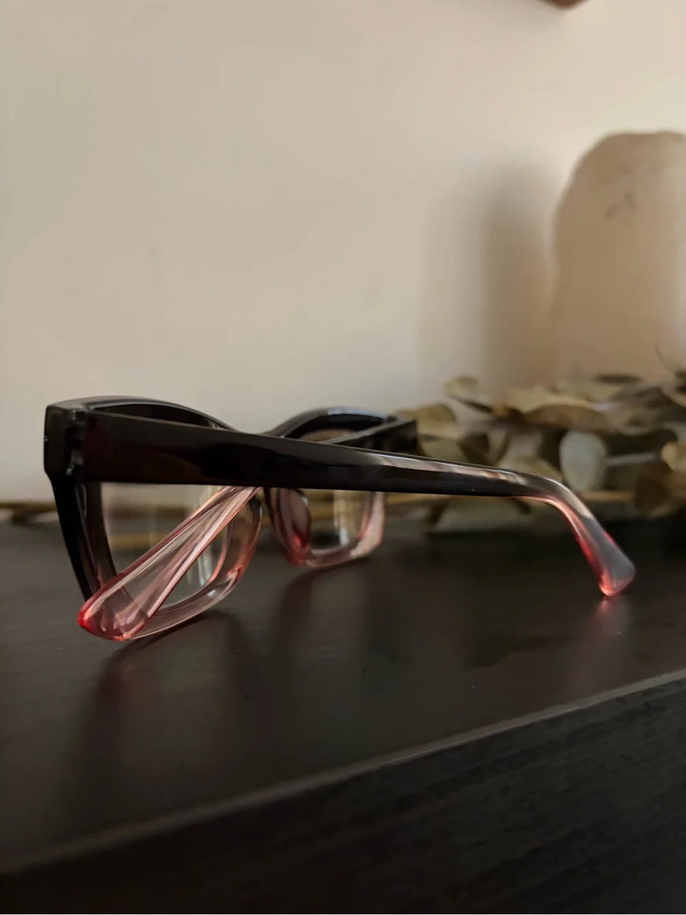 Chunky Square Frame Glasses in Gradient Black-Pink